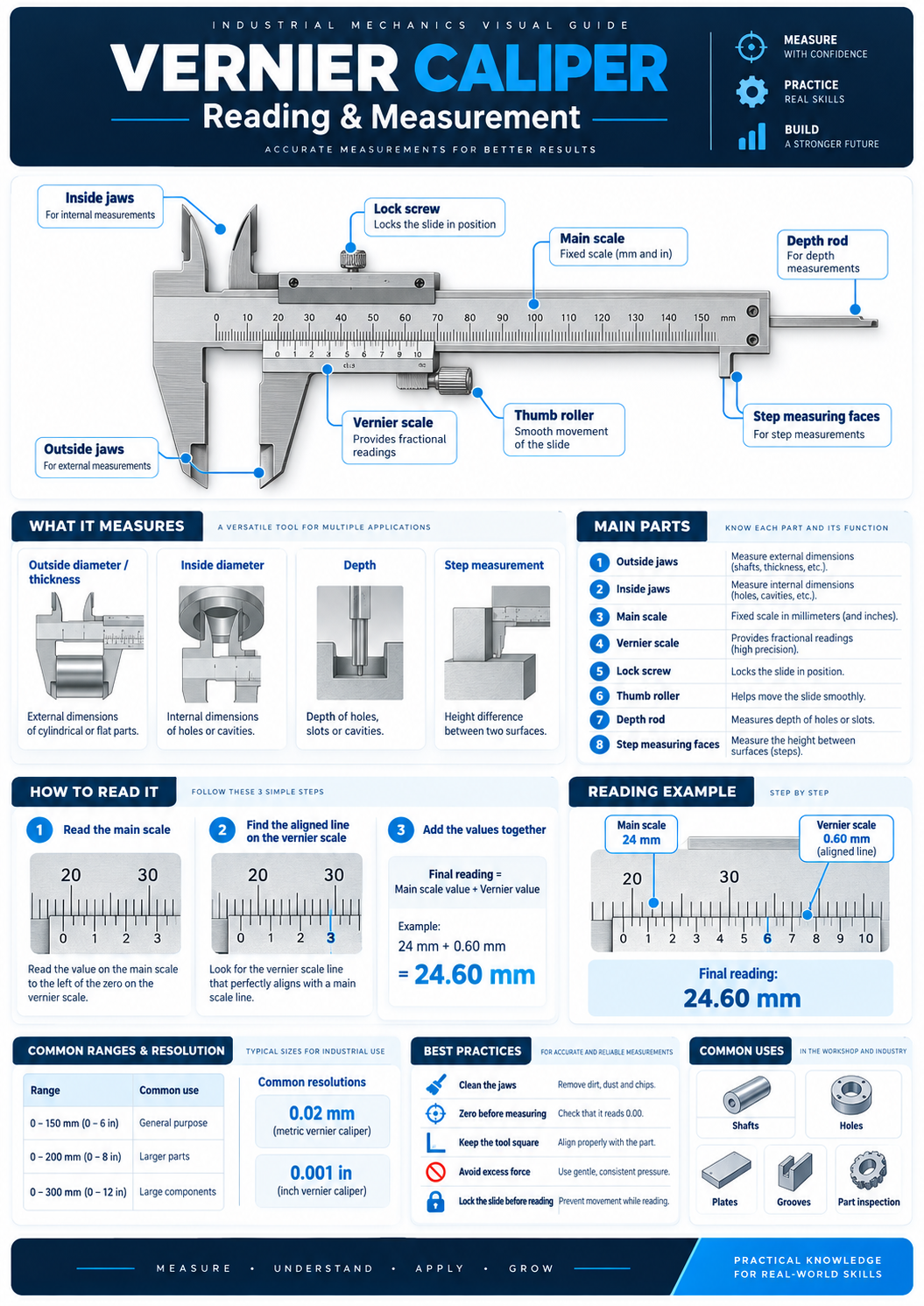 Vernier Caliper visual guide