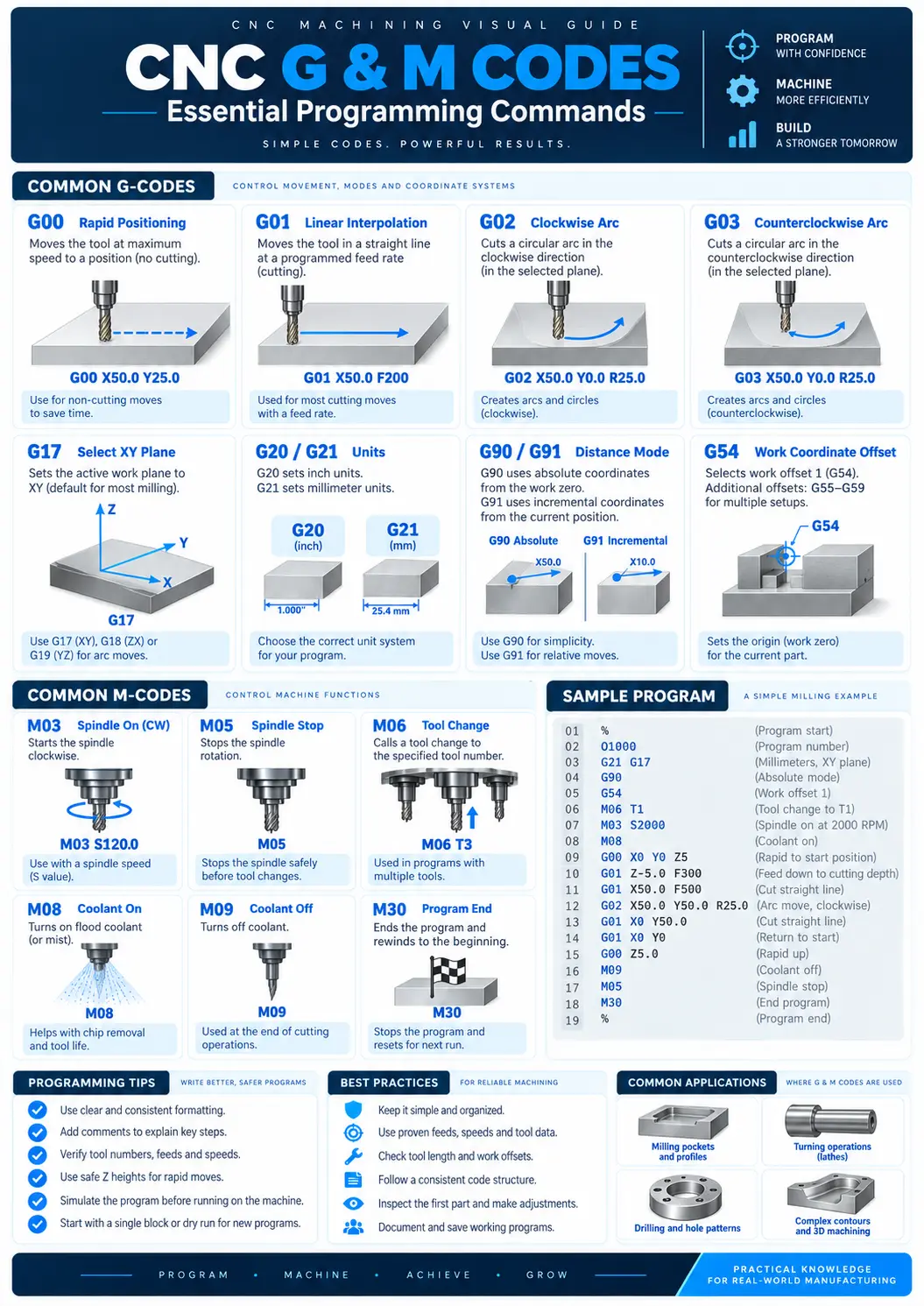 CNC G & M Codes visual guide