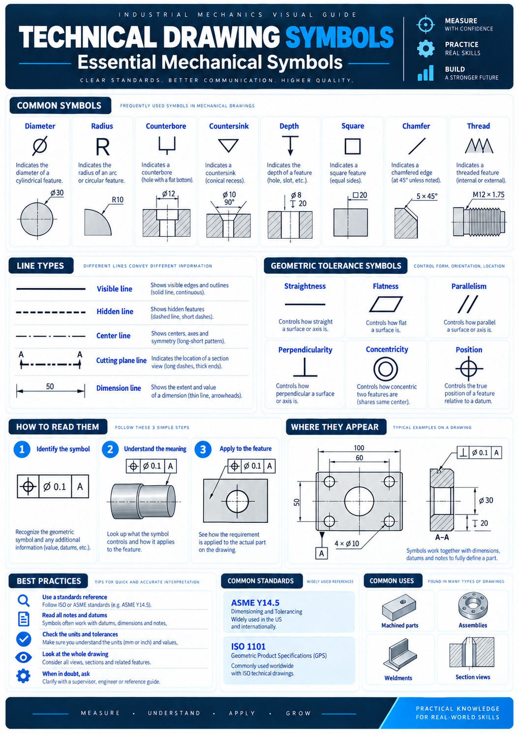 Technical Drawing Symbols visual guide