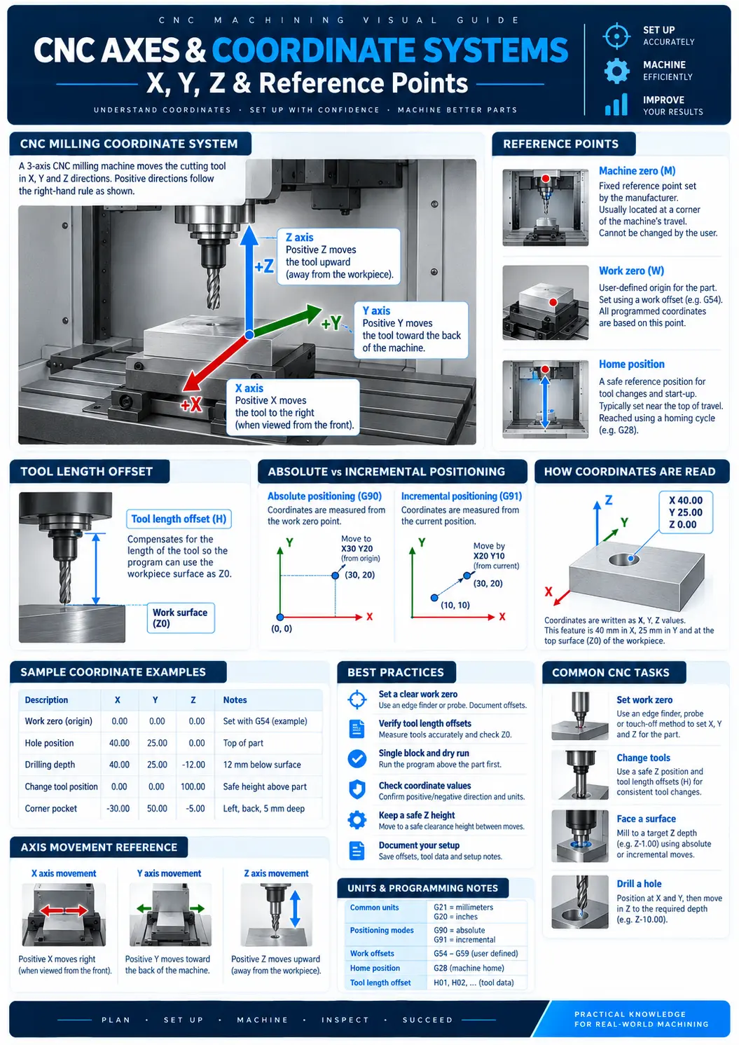 CNC Axes & Coordinate Systems visual guide