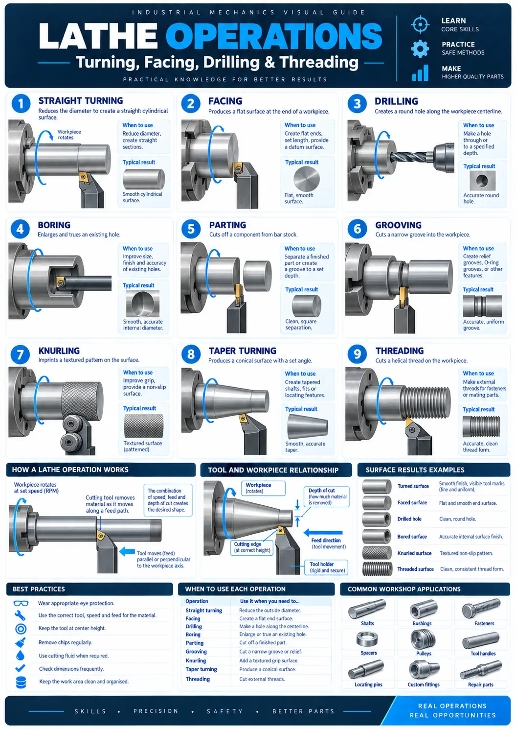 Lathe Operations visual guide